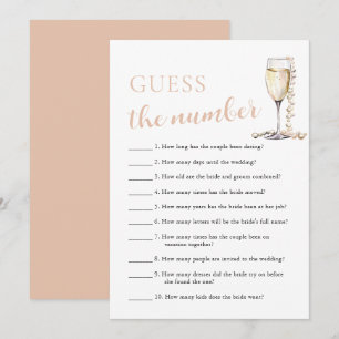 Invitation Perles & Prosecco Devinez le Nombre Jeu de Mariage