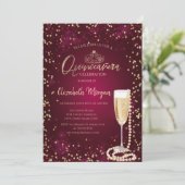 Invitation Perles Prosecco Diamonds Bourgogne Quinceañera (Debout devant)