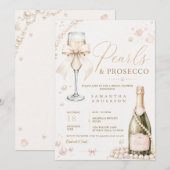 Invitation Perles & Prosecco Élégante Coquette (Devant / Derrière)