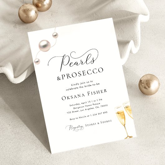 Invitation Perles & Prosecco Enterrement de Vie de Jeune Fill