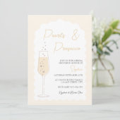 Invitation Perles & Prosecco Fête des mariées d'arc ondulé (Debout devant)