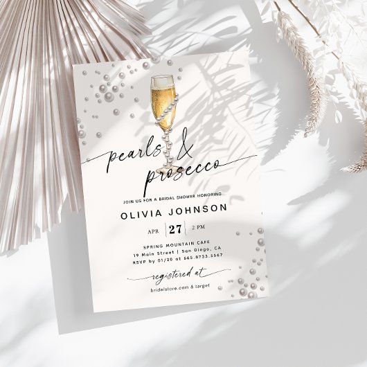 Invitation Perles & Prosecco Fête des mariées élégante