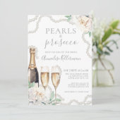 Invitation Perles & Prosecco Fête des mariées florale (Debout devant)
