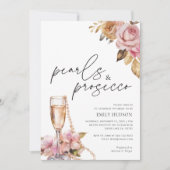 Invitation Perles & Prosecco Fête des mariées florale (Devant)