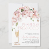 Invitation Perles & Prosecco Fête des mariées florale rose mo (Devant)