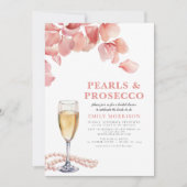 Invitation Perles & Prosecco Fête des mariées florale rose mo (Devant)