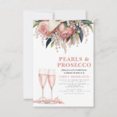 Invitation Perles & Prosecco Fête des mariées florale rose mo (Devant)
