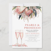 Invitation Perles & Prosecco Fête des mariées florale rose mo (Devant)