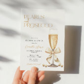 Invitation Perles & Prosecco Fête des mariées minimale or
