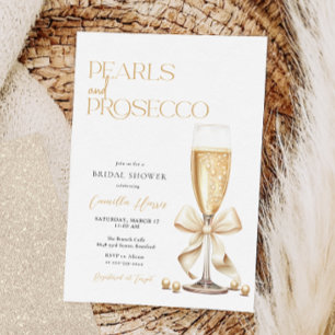 Invitation Perles & Prosecco Fête des mariées minimale or