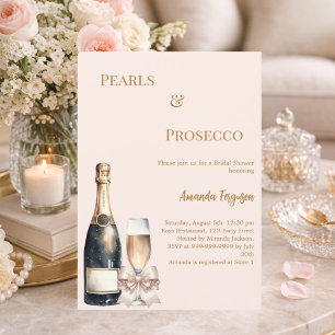 Invitation Perles Prosecco ivoire rose noeud Papillon Enterre