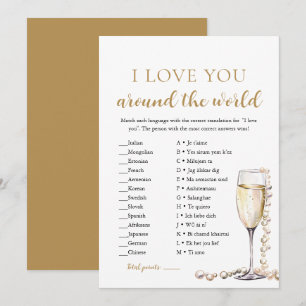 Invitation Perles & Prosecco Je T'Aime Autour du Monde Jeu