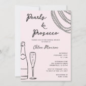 Invitation Perles & Prosecco Moderne Blush Pink Bridal Brunch (Devant)