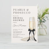 Invitation Perles & Prosecco Nœud Noir Code QR Enterrement de (Debout devant)