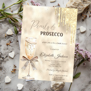 Invitation Perles Prosecco Nœud Paillettes Gouttes 