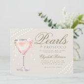 Invitation Perles Prosecco Pink Bubbly Ecru Fête des mariées (Debout devant)