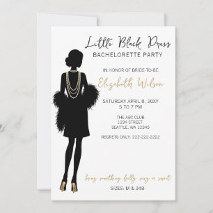Invitation Perles Robe noire Talons hauts Enterrement de vie