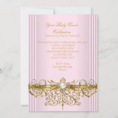 Invitation Perles roses Blanc Or Elégante fête d'anniversaire (Dos)