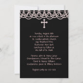 Invitation Perles roses Christening rose et noir (Dos)