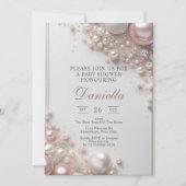 Invitation Perles roses et blanches élégantes et modifiables  (Devant)