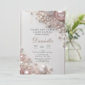 Invitation Perles roses et blanches élégantes et modifiables  (Debout devant)