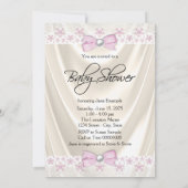 Invitation Perles roses et crème et Baby shower dentelle (Dos)