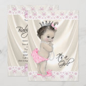 Invitation Perles roses et crème et Baby shower dentelle (Devant / Derrière)