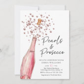 Invitation Perles roses et Fête des mariées de Prosecco (Devant)