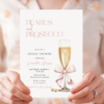 Invitation Perles roses et poursuites Fête des mariées minima<br><div class="desc">Pearls & Prosecco Gold Minimal Bridal Shower Invitation avec détails roses.</div>