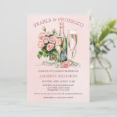 Invitation Perles roses et Prosecco Champagne Brunch nuptial (Debout devant)