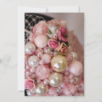 Invitation Perles roses et roses en tissu shabby chic vintage