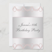 Invitation Perles roses fête d'anniversaire (Devant)