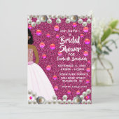 Invitation Perles roses Fête des mariées afro-américaine (Debout devant)