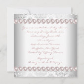 Invitation Perles roses Pink Damask Baby Girl Douche (Dos)