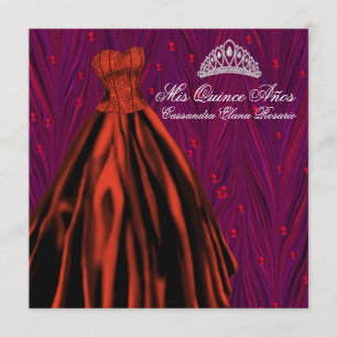 Invitation Perles rouges Robe rouge Quinceanera rouge violet