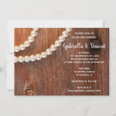 Invitation Perles Rustiques Grange Mariage campagnard en bois (Devant)