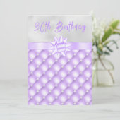 Invitation Perles touffues pourpres et argentées fête d'anniv (Debout devant)