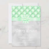 Invitation Perles touffues vertes et argentées fête d'anniver (Dos)