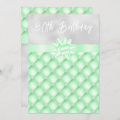 Invitation Perles touffues vertes et argentées fête d'anniver (Devant / Derrière)