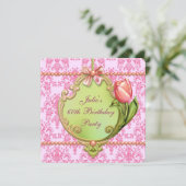 Invitation Perles Tulipes rose Damas femmes N'importe quel no (Debout devant)