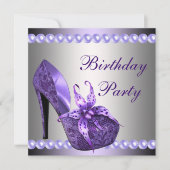 Invitation Perles violet talons hauts Chaussures fête d'anniv (Devant)