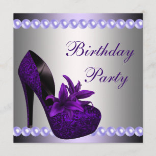 Invitation Perles violet talons hauts Chaussures fête d'anniv
