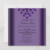 Invitation Perles violettes de fête d'anniversaire (Dos)