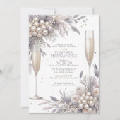 Invitation Perles violettes et Fête des mariées de poursuites (Devant)