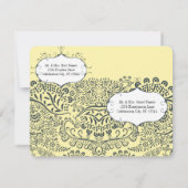 Invitation Perroquet Amour Navy et Moutarde Enregistrer la Da (Dos)
