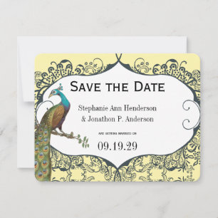 Invitation Perroquet Amour Navy et Moutarde Enregistrer la Da
