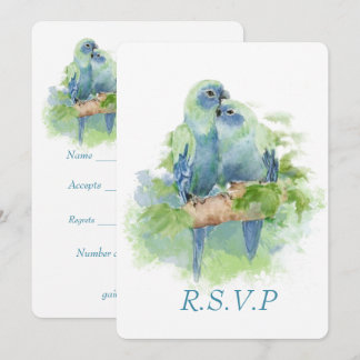 Invitation Perroquet bleu aquarelle Oiseau tropical Mariage