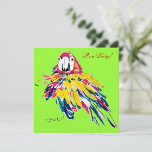 Invitation Perroquet de Fluffy (Debout devant)