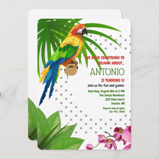 Invitation Perroquet de la Forêt Tropicale (Devant / Derrière)