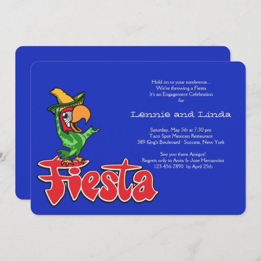 Invitation Perroquet Fiesta (Devant / Derrière)